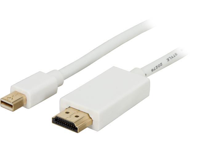 Coboc CL-MDP2HDMI-6-WH 6 ft. 32AWG Mini DisplayPort(Thunderbolt Compatible) to HDMI Passive Adapter Converter Cable,Gold Plated,White -mDP to HDMI - 1920 x 1080 Resolution