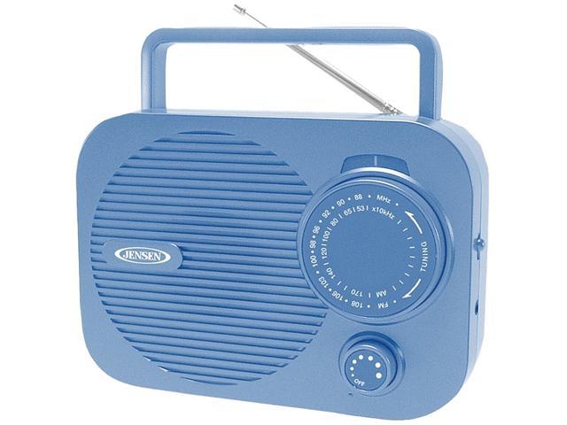 JENSEN Portable AM/FM radio (Black) w/ Aux jack (blue) MR-550-BL