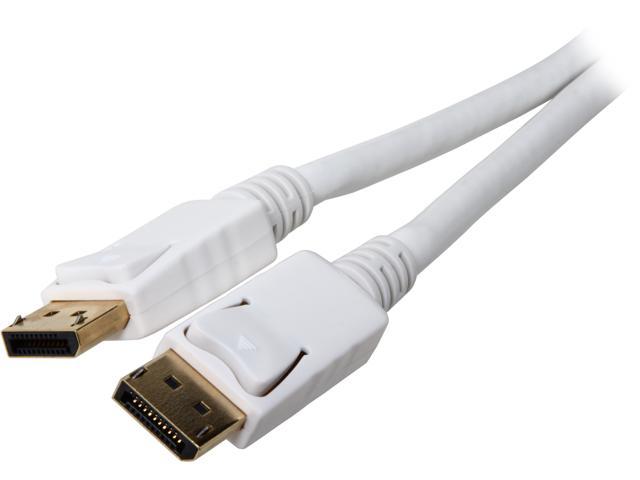 Coboc CL-DP-HBR2-3-WH 3 ft. 28AWG Displayport1.2 High Bit-Rate 2 DisplayPort Male to Male Cable with Latching, Gold Plated, White - 4K x 2K Ready - Eyefinity Support