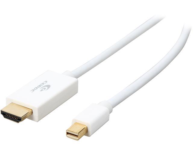 Coboc CL-MDP2HDMI-3-WH 3 ft. 32AWG Mini DisplayPort(Thunderbolt Compatible) to HDMI Passive Adatper Converter Cable,Gold Plated,White -mDP to HDMI - 1920 x 1080 Resolution