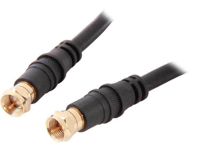 BYTECC RG6-50 50 ft. Coaxial Cable, Black with Gold Plating F Connector 3 Male to Male - OEM