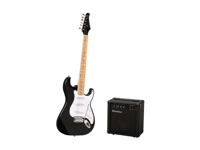 Silvertone Citation Electric Guitar and Amp Package-Black