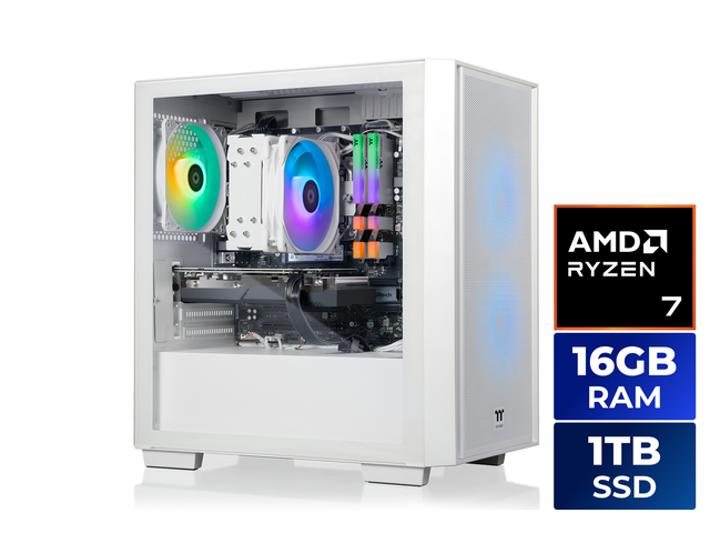 Thermaltake LCGS NE R76-H16 Gaming Desktop (AMD Ryzen 7 5700, ToughRam DDR4 3600Mhz 16GB RGB Memory, AMD Radeon RX 7600, 1TB NVMe M.2, Wifi, Windows 11) N16S-B550-R76-LCS