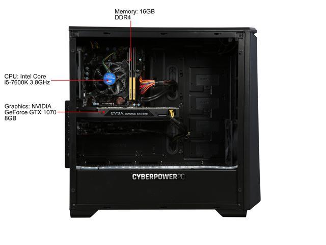 CyberpowerPC Desktop PC Gamer Panzer 5000T Intel Core I5-7600K 16GB ...