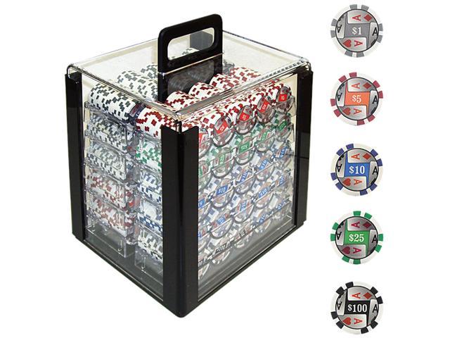 Generic 1000 4 Aces w/Denominations Poker Chips in Acrylic Carrier