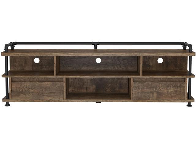 Furniture of America Kembas Rustic Wood TV Stand in Reclaimed Oak