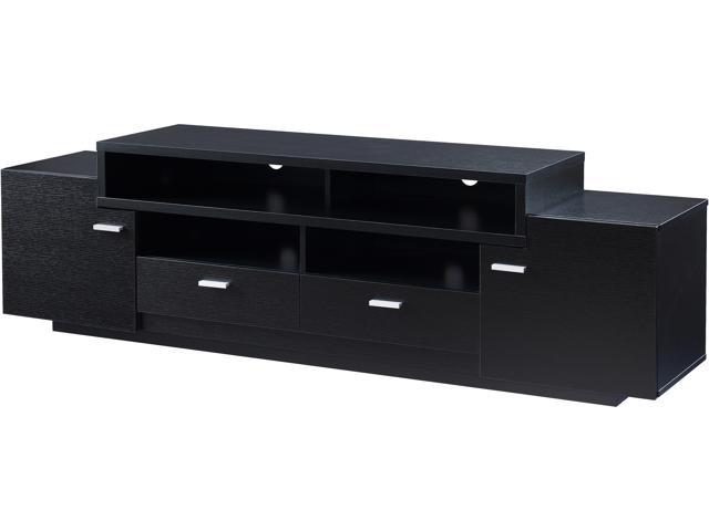 Furniture of America Braswell Wood 72-Inch Multi-Storage TV Stand in Black