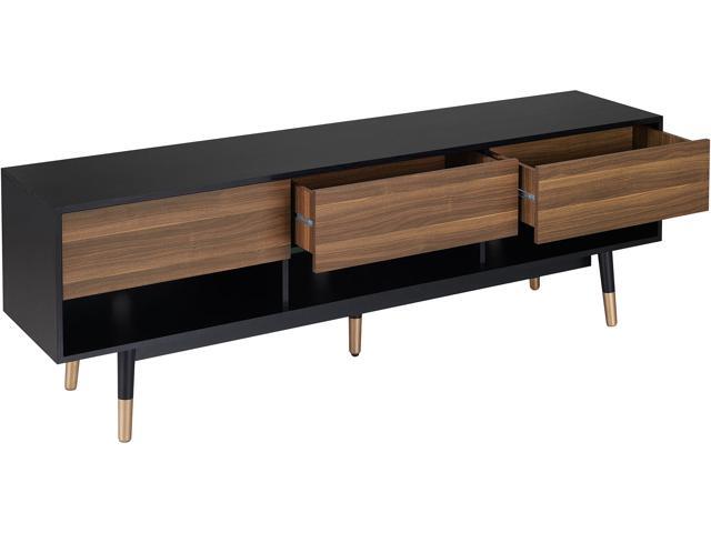 Furniture of America Black Zuna Wood 70-inch 3-Drawer TV Console