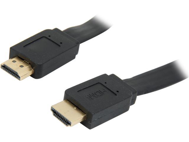 SYBA CL-CAB31039 15 ft. Black HDMI Flat Cable, V1.4, Supports 3D & 4K Resolution, Gold Plated Connector Male to Male