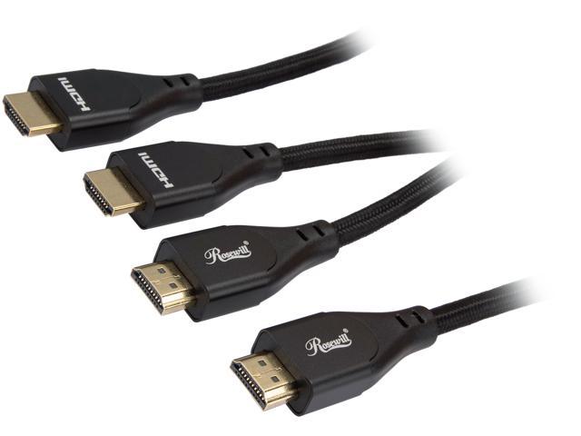 Rosewill RCHD-20005 Braided HDMI 2.0 Cable, Black, 6 Feet, 2-Pack