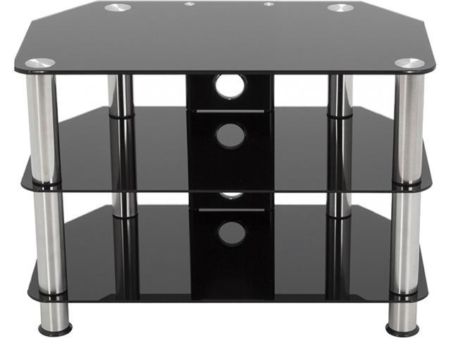 AVF SDC800CM-A up to 42" Chrome Effect / Black Glass Classic - Corner Glass TV Stand with Cable Mangement