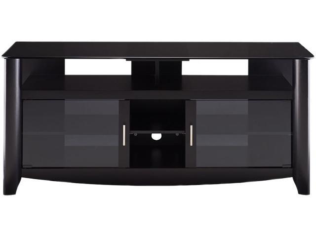 Bush Furniture My16960 03 Black Aero Collection Tv Stand With Glass Top Shelf 60 Max Load 154lbs Newegg Com