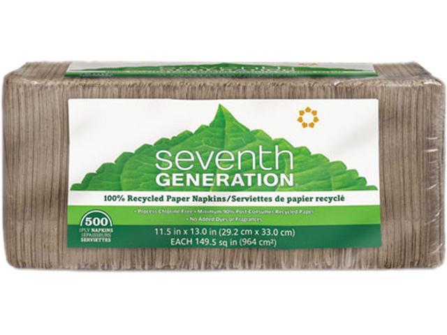 Seventh Generation 13705PK 100% Recycled Napkins, One-Ply Luncheon Napkins, 11-1/2 x 15, Brown, 500/Pack, 1 Pack