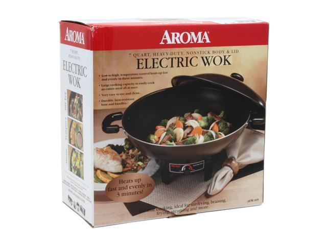 7 Quart Heavy Duty Nonstick Electric Wok w/ Lid Kitchen Dining Cookware Durable
