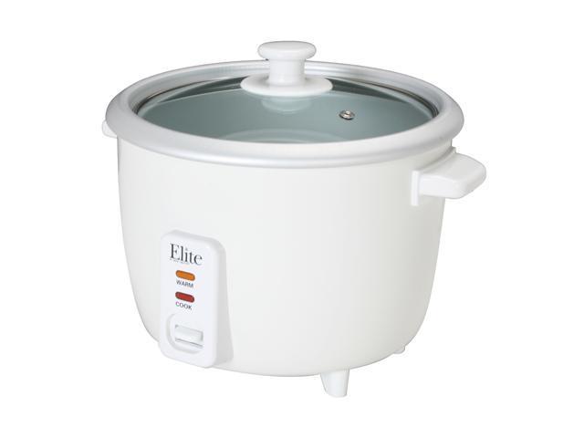 Maxi-Matic Elite Gourmet Rice Cooker With Steam Tray, White, 16