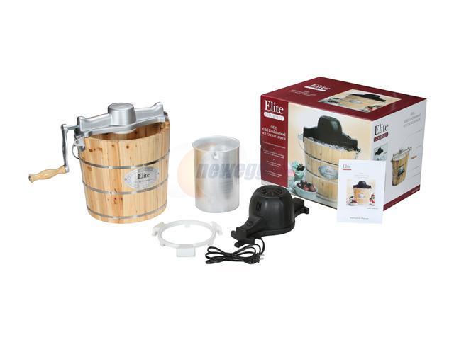 Elite Gourmet 4-Qt. Old Fashioned Pine Bucket Electric Ice Cream Maker