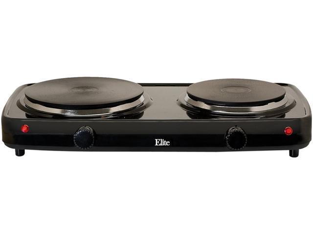 Elite Cuisine EDB-302BF by Maxi-Matic Electric Double Buffet Burner with  Dual Temperature Control, Black