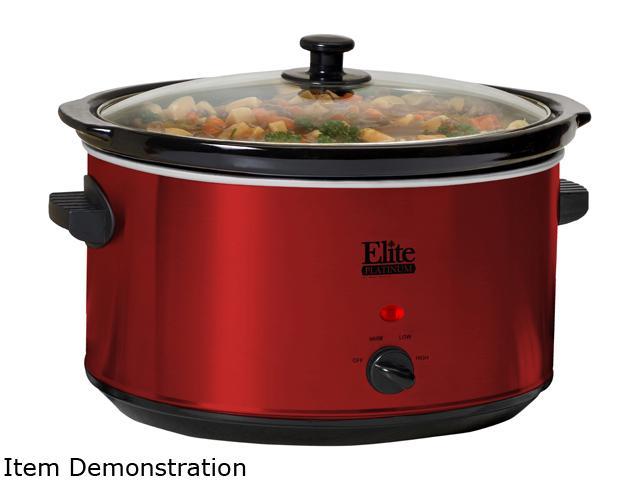 Elite MST-900R Red 8.5 Qt. Deluxe Sized 8.5 Qt. Stainless Steel Slow Cooker