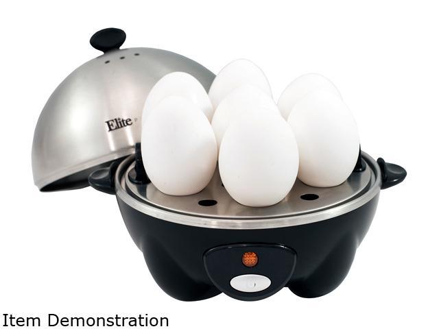 Elite Platinum EGC-508 Egg Cooker with Stainless Steel Egg Tray and Lid, 7  Eggs, Black 