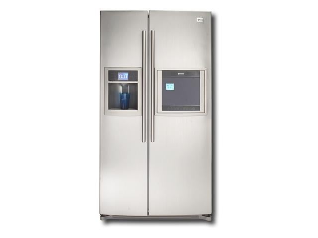 side by side refrigerator with tv