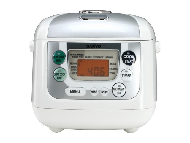 SANYO ECJ-HC55S White and Gray 5.5-Cup Micom Rice & Slow Cooker