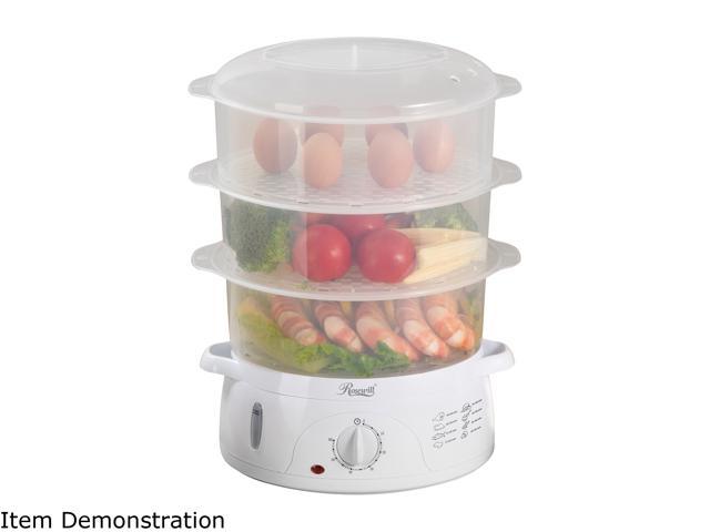 Rosewill RHST-15001 3-Tier Electric Food Steamer | BPA-free, 9.5-Quart (9L) Capacity | Cooking Timer | Rice Bowl Included