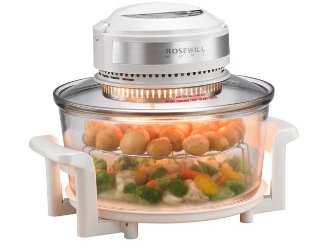 Rosewill RHCO-16001 18Qt Infrared Halogen Stainless Steel Convection Oven | Extender Ring and Accessories Included | Built-in Timer | White