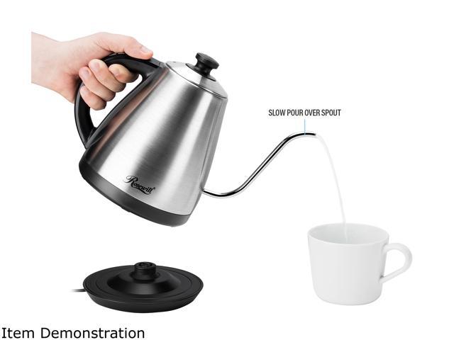 Willow & Everett electric gooseneck kettle - rapid boil electric kettle  water heater for pour over coffee and tea - 1l water boiler tea kettle t