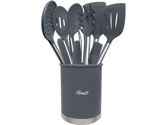 Cooking Utensils Set Stainless Steel & Silicone Tools Ladle Spoon Spatula Mixing