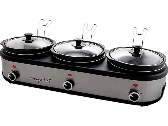 MegaChef MC-1203-W Silver Slow Cooker and Server with Cooking Pots ...