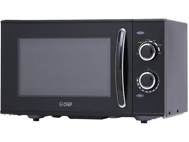 Commercial Chef 0.9 Cubic Foot Countertop Microwave, Compact, Rotary Control CHMH900B6C Black