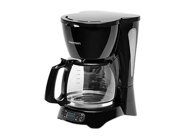 Chefman RJ14-12-P Black Programmable Drip Coffeemaker with 12-Cup Glass ...