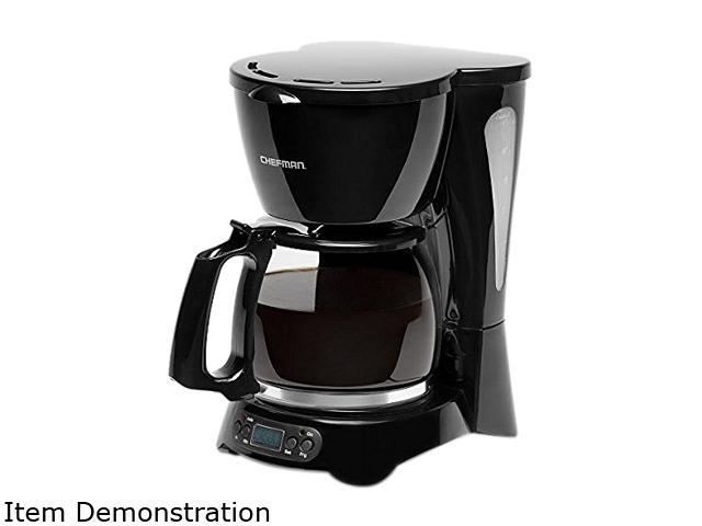 Chefman RJ14-12-P Black Programmable Drip Coffeemaker with 12-Cup Glass ...