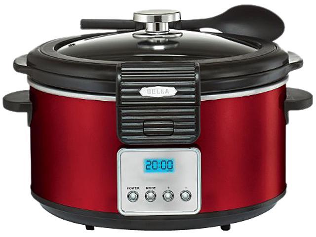 Bella 14106 Red Linea 5Qt Programmable Slow Cooker with Locking Lid 