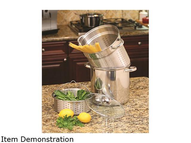 Cookpro Steel Pasta Cooker 12Qt 4Pc Encapsulated Base