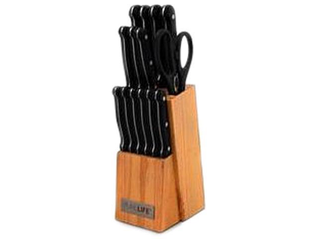 Ragalta Pure Life Cutlery PLKS-1000 15pc Knife Block Set with Double Serrated Blades