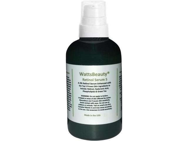 Watts Beauty 2% Retinol 5 Serum (Vitamin A) Retinol - Hyaluronic Acid Gel Blend  - Made in the USA