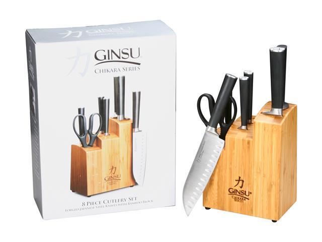 Ginsu Chikara Series 8 Piece Knife Set in Wood Block - Includes