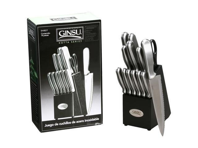 Ginsu 14-Piece Stainless Steel Knife Block Set, with Black Block