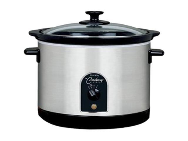 West Bend 85156 Stainless Steel 6 Qt. Round Crockery Cooker