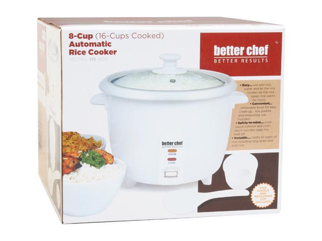 Better Chef 8 Cup Automatic Rice Cooker in Black With Rice Paddle and  Measuring Cup