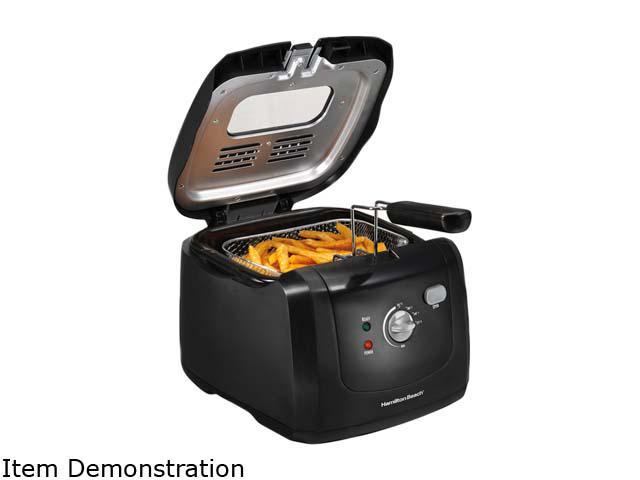 Photo 1 of Hamilton Beach Electric Deep Fryer, Cool Touch Sides Easy to Clean Nonstick Basket, 8 Cups / 2 Liters Oil Capacity, Black
