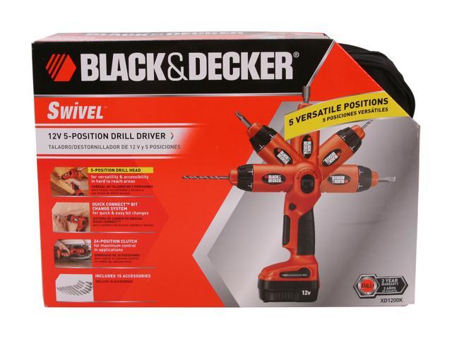 Black & Decker XD1200K 12V Cordless Swivel Drill 