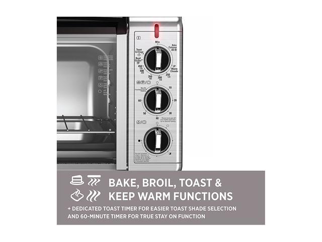 BLACK+DECKER TO3230SBD 6-Slice Convection Countertop Toaster Oven, Includes  Bake Pan, Broil Rack & Toasting Rack, Stainless Steel Convection Toaster  Oven in 2023