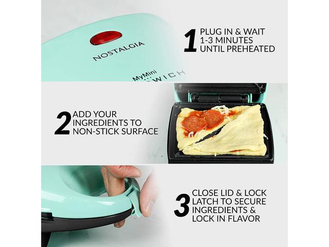 Nostalgia MyMini Personal Waffle Maker Red Compact 5 Non Stick Surface NEW