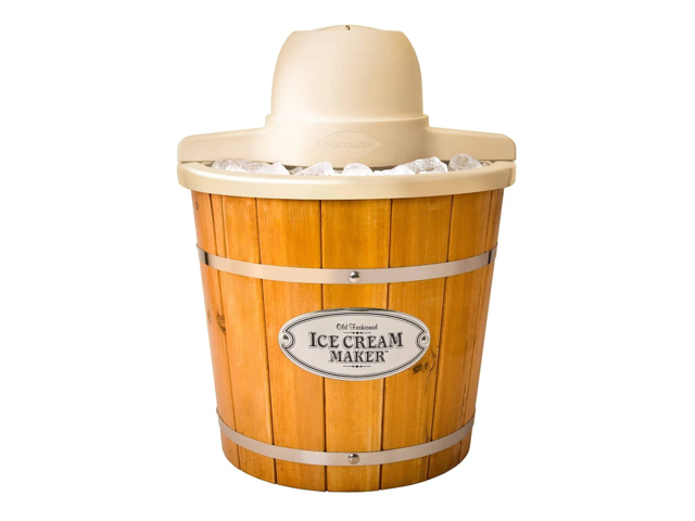 Nostalgia Electric 4 Quart Electric Wood Bucket Ice Cream Maker Wicm4l 