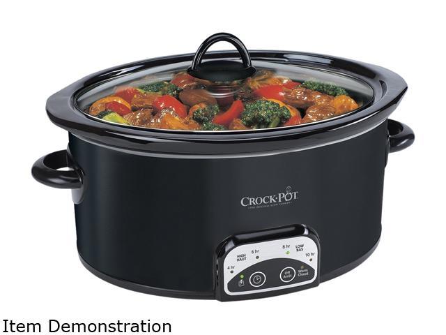 CrockPot Slow Cooker Crock Pot 4 qt Oval Black Stoneware Dishwasher-Safe  For 4+