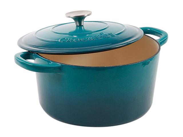 Crock Pot Artisan 5-Qt Round Dutch Oven - Teal Ombre - Enamel - Brushed ...