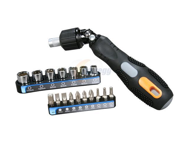 Syba SY-ACC65042 18-Piece 2-in-1 Design Ratchet & Screw Driver Tool Kit