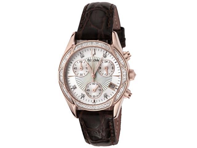 Bulova Women's Diamond Chronograph Brown Leather